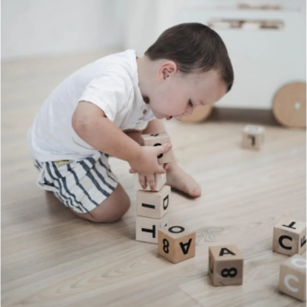 OOH NOO -Wooden Alphabet Blocks in White